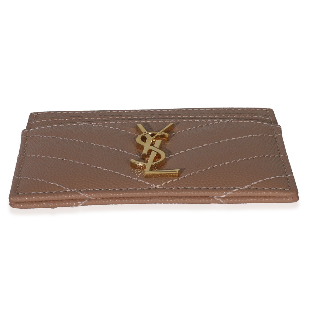 Saint Laurent Pale Pink Grain De Poudre Matelasse Cassandre Card Case - Picture 4 of 4